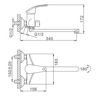 Смеситель для ванны и душа Frap F22021 хром